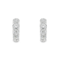 18kt White Gold Natural Round Diamond Small Hoop Earrings (.81ct)