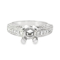 18kt White Gold Vintage Natural Diamonds Semi-Mount Ring (0.85ct)