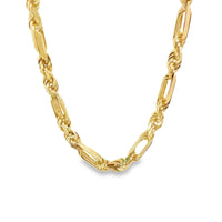 18kt Yellow Gold 7.5mm 28" Figarope Chain