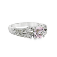 18kt White Gold Natural Kunzite and Natural Round Diamond Split Shank Ring (2.42ct)