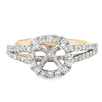 18kt Tu-Tone Gold Halo Natural Diamonds Semi-Mount Ring (0.51ct)