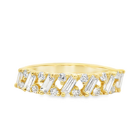 18kt Yellow Gold Natural Round and Baguette Diamond Ring (.59ct)