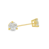 14kt Yellow Gold Lab-Grown Round Diamond Three-Prong Stud Earrings (1.04ct)
