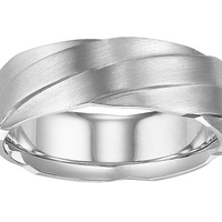 Goldman 14kt White Gold 7mm Satin Finish Rope Accent Comfort Fit Wedding Band