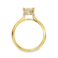 18kt Two-Tone Lab-Grown Oval Diamond and Natural Round Diamonds Hidden Halo Engagement Ring (2.18ct)