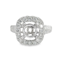 18kt White Gold Natural Round Diamond Halo Semi-Mount Ring (1.72ct)