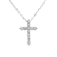 18kt White Gold Natural Round Diamond Cross Pendant (.15ct)