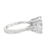 18kt White Gold Lab-Grown Cushion & Natural Baguette Diamonds Engagement Ring (4.30ct)