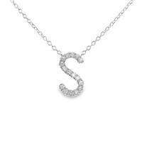 18kt White Gold Natural Diamond Initial "S" Pendant (0.18ct)
