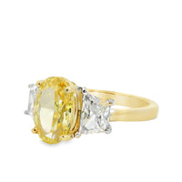 14kt Two-Tone Gold Lab-Grown Fancy Vivid Yellow Oval Diamond Engagement Ring (3.52ct)