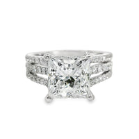 18kt White Gold Prong Set Triple-Shank Lab-Grown Princess and Natural Round Diamonds Engagement Ring (3.64ct)