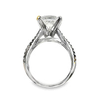 18kt White Gold Prong Set Triple-Shank Lab-Grown Princess and Natural Round Diamonds Engagement Ring (3.64ct)