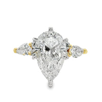 18kt Two-Tone Gold Lab-Grown Pear & Round Diamonds Engagement Ring (3.71ct)