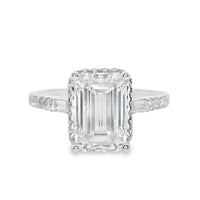 18kt White Gold Lab-Grown Emerald & Natural Round Diamond Engagement Ring (3.00ct)