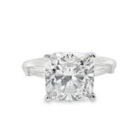 18kt White Gold Lab-Grown Cushion & Natural Baguette Diamonds Engagement Ring (4.30ct)