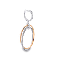 18kt White and Rose Gold Natural Diamond Dangle Hoop Earrings (.82ct)