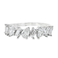 18K Ladies White Gold Pear and Baguette Diamond Wedding Band (.88ct)
