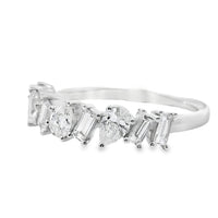18K Ladies White Gold Pear and Baguette Diamond Wedding Band (.88ct)