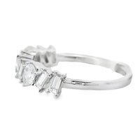 18K Ladies White Gold Pear and Baguette Diamond Wedding Band (.88ct)
