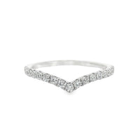 18kt White Gold Natural Round Diamonds Curved Wedding Ring (.31ct)