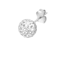 14kt White Gold 8mm Hollow Laser Ball Stud Earrings