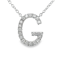 18kt White Gold Natural Diamond Initial "G" Pendant (0.22ct)