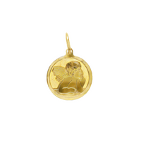 18kt Yellow Gold Italian Made Cherub Disc Charm (1.27g)