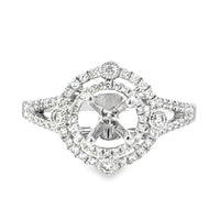 18kt White Gold Halo Natural Diamonds Semi-Mount Ring (0.44ct)