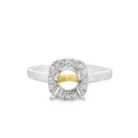 18kt Two-Tone Full-Cut Diamond Halo Semi-Mount Ring (.17ct)