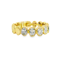 18kt Yellow Gold Natural Bezel Set Oval Diamonds Wedding Ring (.72ct)