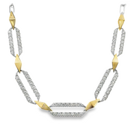 18kt Two-Tone Gold Natural Round Diamond Open Link Necklace (1.55ct)
