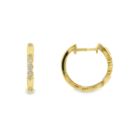 18kt Yellow Gold Natural Round Diamond Medium Hoop Earrings (.07ct)