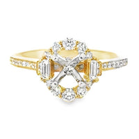 18kt Yellow Gold Halo Natural Diamonds Semi-Mount Ring (0.45ct)