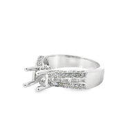 18kt White Gold Natural Baguette and Round Diamond Semi-Mount Ring (.71ctw)