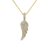 18kt Yellow Gold Natural Full Cut Diamond Angel Wing Pendant (.43ct)