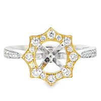 18kt Tu-Tone Gold Halo Natural Diamonds Semi-Mount Ring (0.33ct)