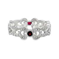 18kt White Gold Round Natural Diamonds and Retangular Cushion Natural Tourmalines Ring (0.54ct)