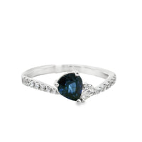 18kt White Gold Pear Natural Sapphire and Pear Natural Diamond Free Form Ring (.86ct)