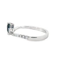 18kt White Gold Pear Natural Sapphire and Pear Natural Diamond Free Form Ring (.86ct)