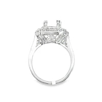 18kt White Gold Natural Round and Natural Baguette Diamond Semi-Mount Ring (.60ct)