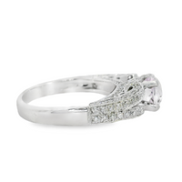 18kt White Gold Natural Kunzite and Natural Round Diamond Split Shank Ring (2.42ct)