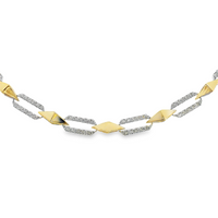 18kt Two-Tone 7" Natural Round Diamond Oval Link Bracelet (1.01ct)