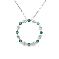 18kt White Gold Natural Diamonds And Natural Emeralds Pendant (1.02ct)