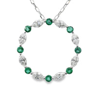 18kt White Gold Natural Diamonds And Natural Emeralds Pendant (1.02ct)