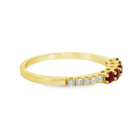 18kt Yellow Gold Natural Ruby and Natural Round Diamond Prong Set Ring (.44ct)