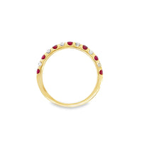 18kt Yellow Gold Natural Round Ruby and Natural Round Diamond Ring (.77ct)