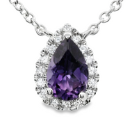 18kt White Gold Natural Diamonds And Simulant Created Sapphire Pendant (0.46ct)
