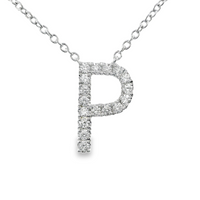 18kt White Gold Natural Diamond Initial "P" Pendant (0.18ct)