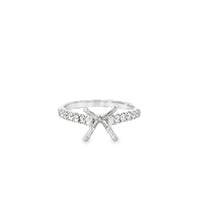 18kt White Gold Contemporary Natural Diamonds Semi-Mount Ring (0.42ct)