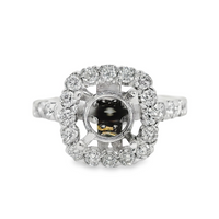 18kt White Gold Natural Round Diamond Halo Semi-Mount Ring (0.95ct)